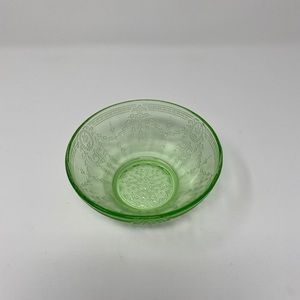 Vintage Green Glass Bowl With Patterns